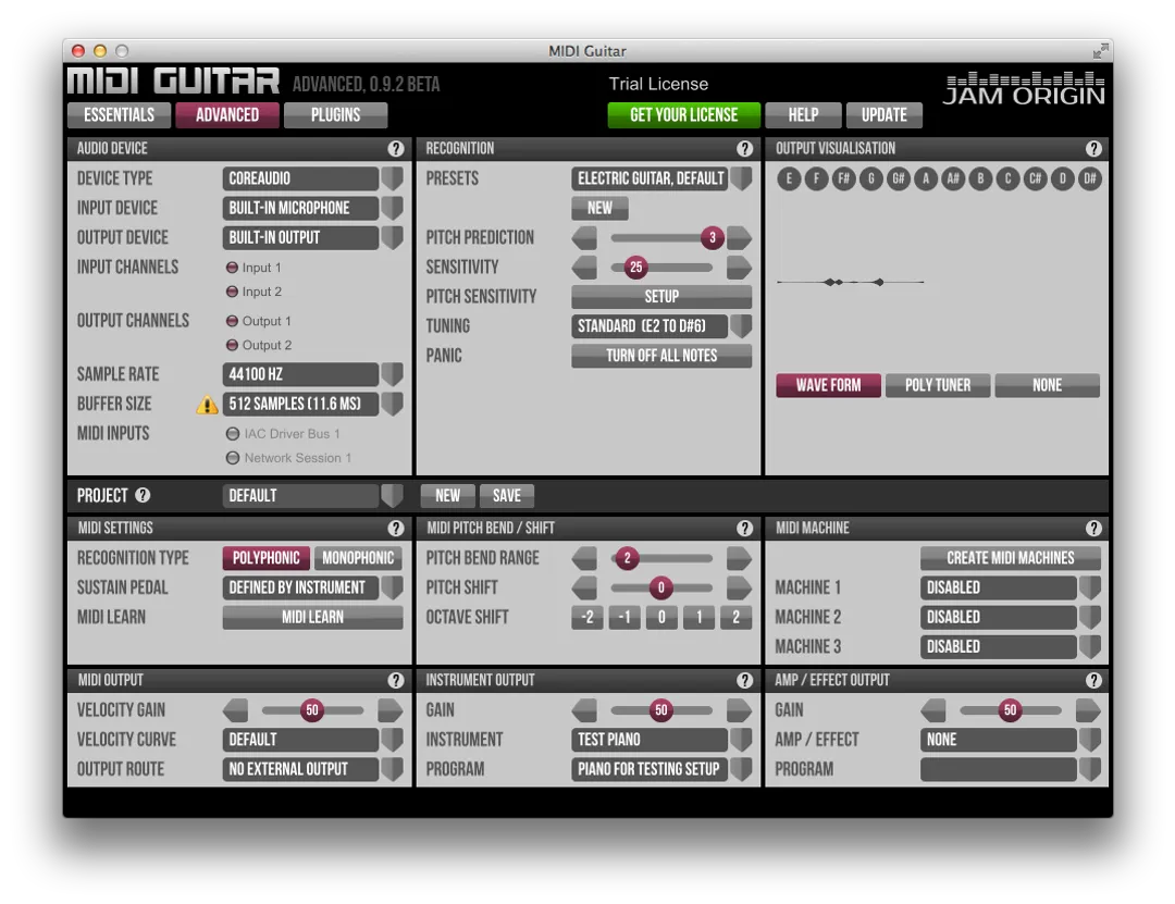 Jam Origin MIDI GUITAR 2 โปรแกรมแปลงเสียงกีต้าร์เป็น MIDI โปรแกรม